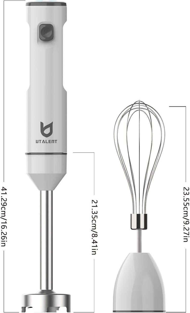 UTALENT Cordless Hand Blender, Variable Speed Immersion Blender handheld Rechargeable, with USB-C Charging Cable, Egg Whisk, for Smoothies, Milkshakes, Hummus and Soups – White - Image 5